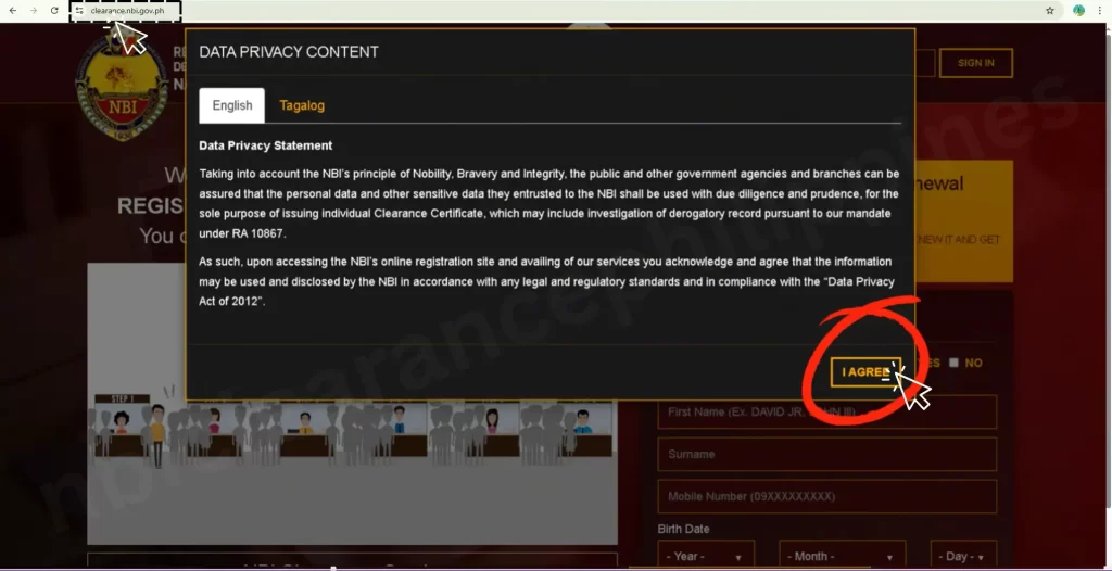 Access the NBI Website